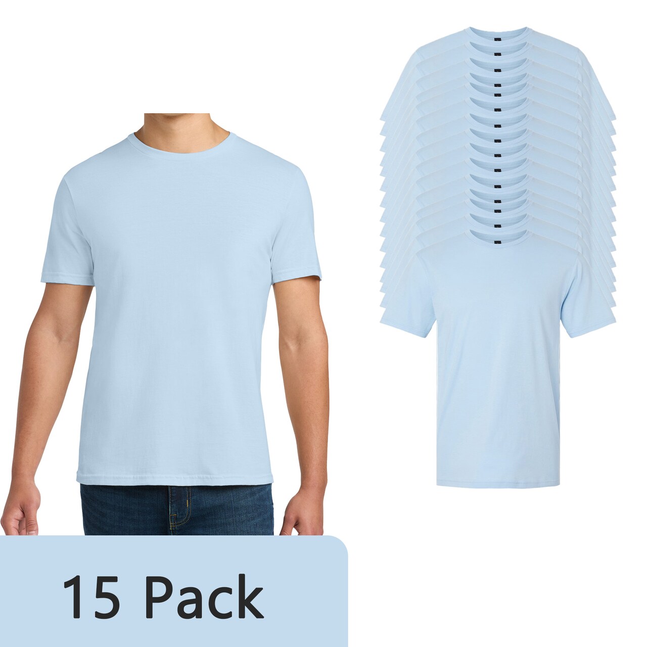 Gildan Unisex Softstyle Cotton Solid Color T-Shirt, Crewneck Everyday Basic Light Blue Tee